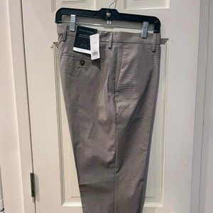 Banana Republic Tan Houndstooth Slim Fit Non-Iron Stretch Cotton Dress Pant